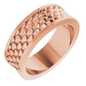 14K Yellow Or White Or Rose Gold Or Sterling Silver Or Platinum 6 mm Scale Patterned Band