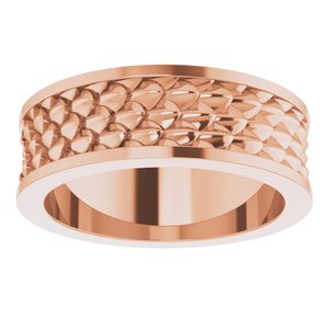 14K Yellow Or White Or Rose Gold Or Sterling Silver Or Platinum 6 mm Scale Patterned Band