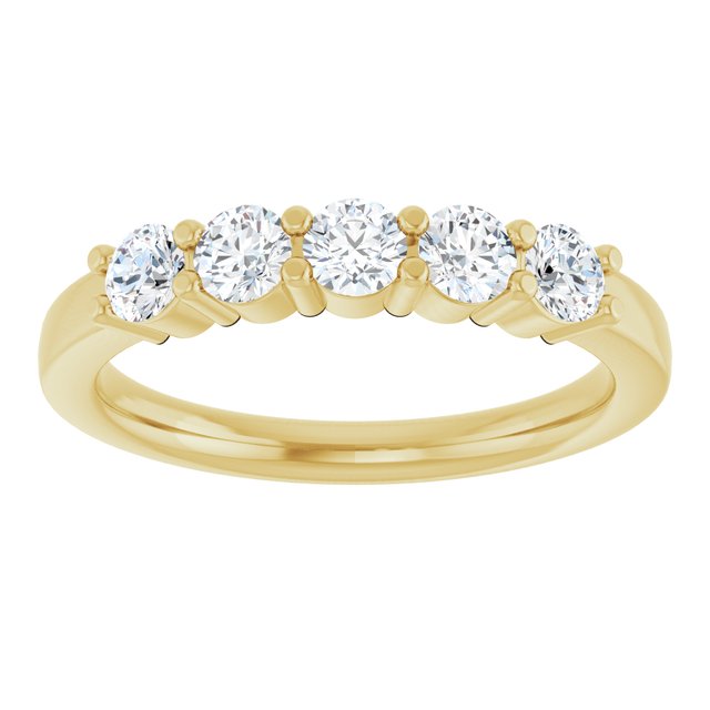 14K Yellow Or White Gold Round Polished Lab-Grown Diamond Anniversary Band, Size: 7