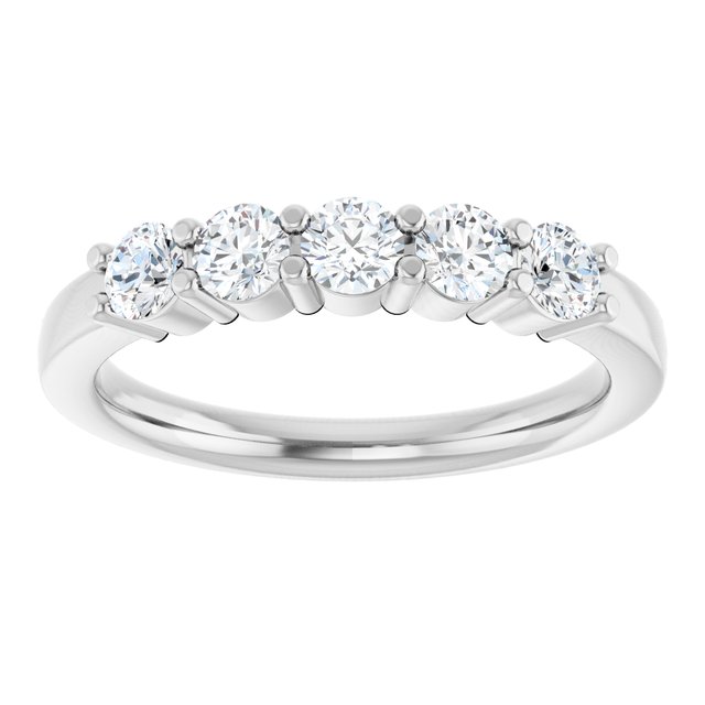 14K Yellow Or White Gold Round Polished Lab-Grown Diamond Anniversary Band, Size: 7