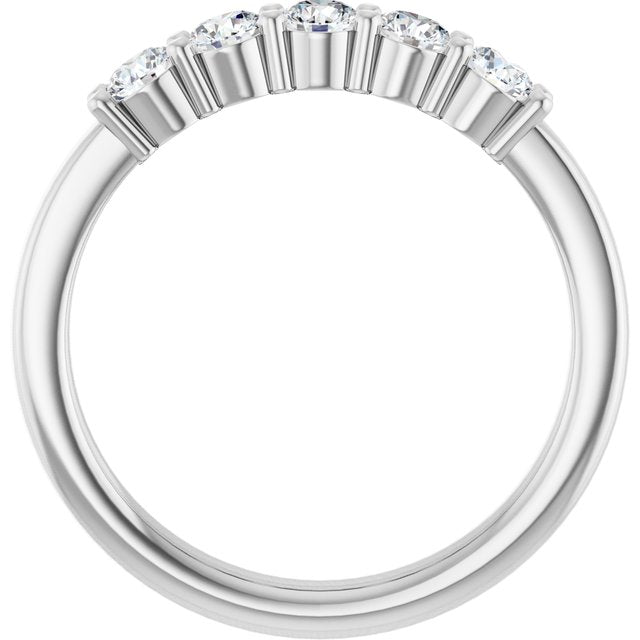 14K Yellow Or White Gold Round Polished Natural Diamond Anniversary Band, Size: 7