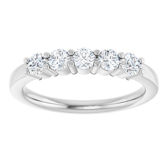 14K Yellow Or White Gold Round Polished Natural Diamond Anniversary Band, Size: 7