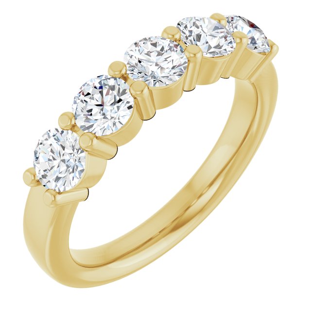 14K Yellow Or White Gold Round Polished Lab-Grown Diamond Anniversary Band, Size: 7