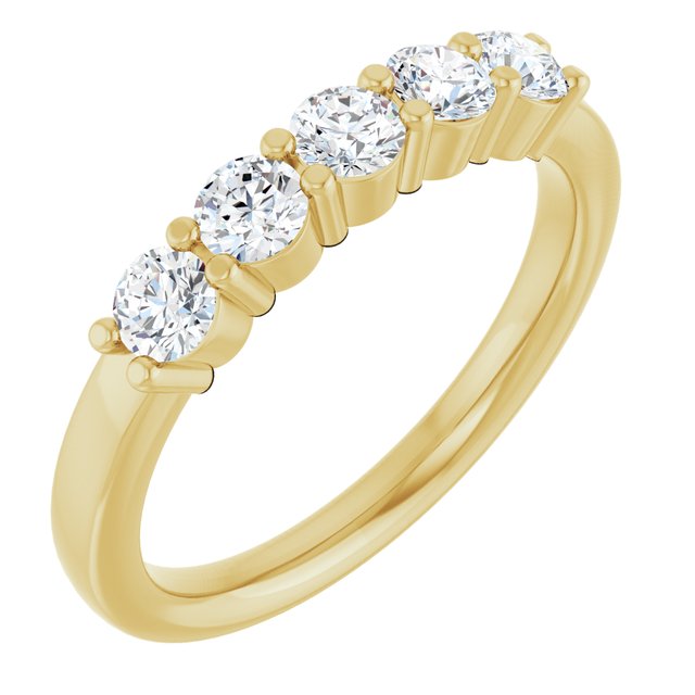14K Yellow Or White Gold Round Polished Lab-Grown Diamond Anniversary Band, Size: 7