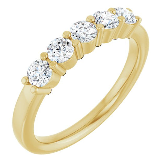 14K Yellow Or White Gold Round Polished Lab-Grown Diamond Anniversary Band, Size: 7
