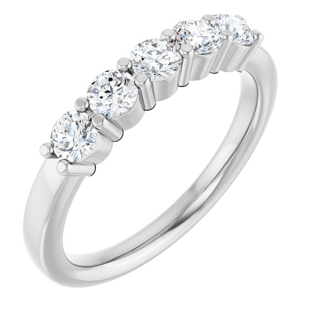 14K Yellow Or White Gold Round Polished Lab-Grown Diamond Anniversary Band, Size: 7