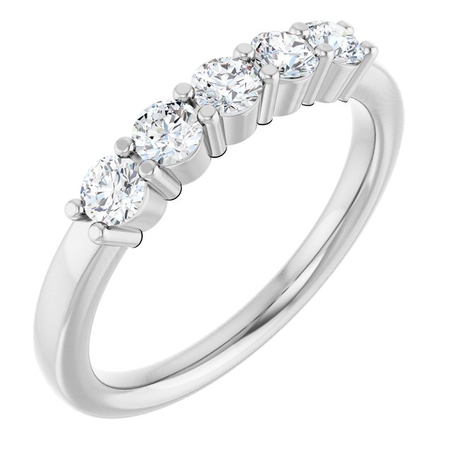 14K Yellow Or White Gold Round Polished Natural Diamond Anniversary Band, Size: 7