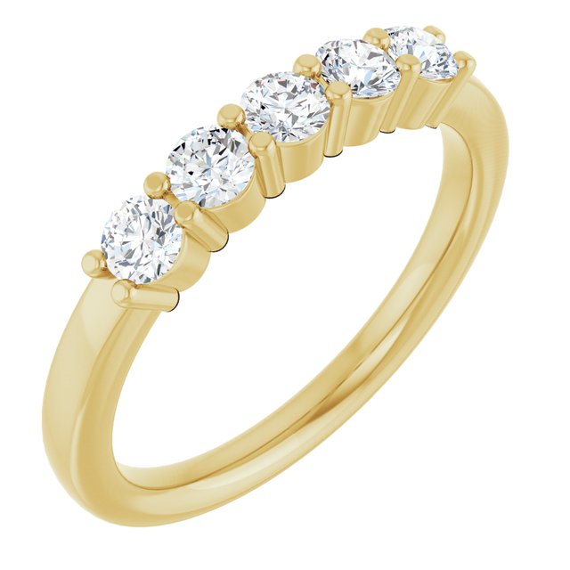 14K Yellow Or White Gold Round Polished Natural Diamond Anniversary Band, Size: 7