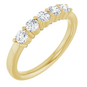 14K Yellow Gold Round 3 Mm Polished 1/2 Ctw Lab-Grown Diamond Anniversary Band Size 7
