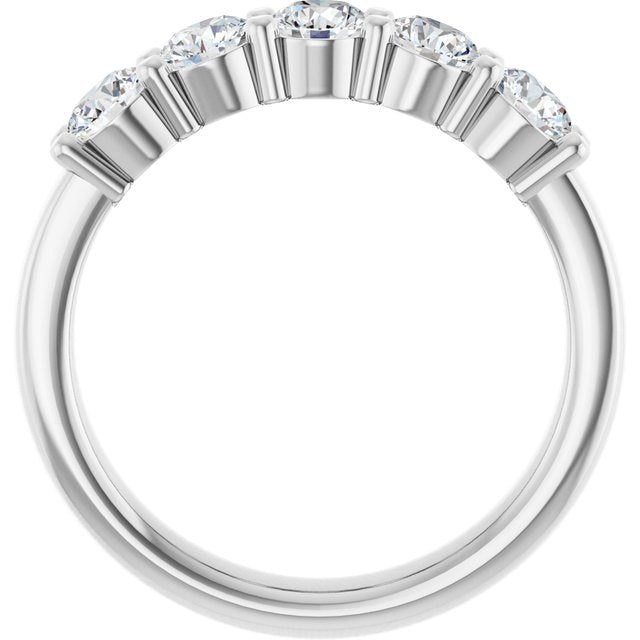 14K Yellow Or White Gold Round Polished Natural Diamond Anniversary Band, Size: 7