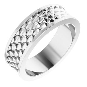 14K Yellow Or White Or Rose Gold Or Sterling Silver Or Platinum 6 mm Scale Patterned Band