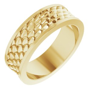 14K Yellow Or White Or Rose Gold Or Sterling Silver Or Platinum 6 mm Scale Patterned Band
