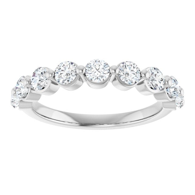 14K Yellow Or White Gold Round Polished Natural Diamond Anniversary Band, Size 7