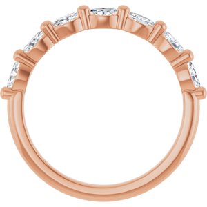 14K Rose Gold Marquise 3.5 X 1.75 Mm Polished 1/3 Ctw Natural Diamond Anniversary Band Size 7