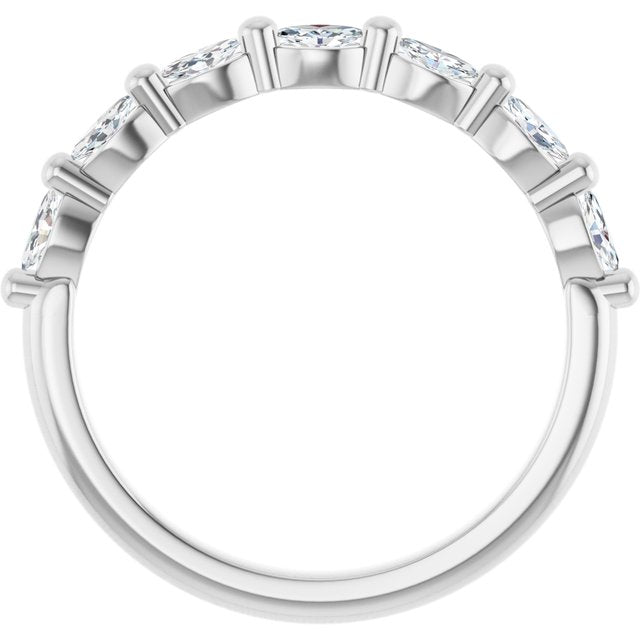 14K Yellow Or White Gold Marquise Polished Natural Diamond Anniversary Band, Size 7
