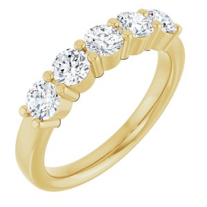 14K Yellow Gold Round 2.5 Mm Polished 1/3 Ctw Lab-Grown Diamond Anniversary Band Size 7