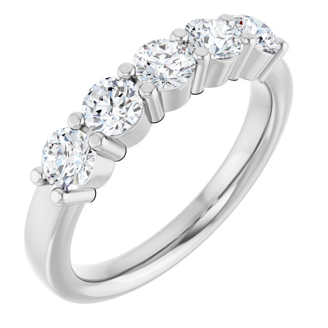 14K Yellow Or White Gold Round Polished Natural Diamond Anniversary Band, Size: 7