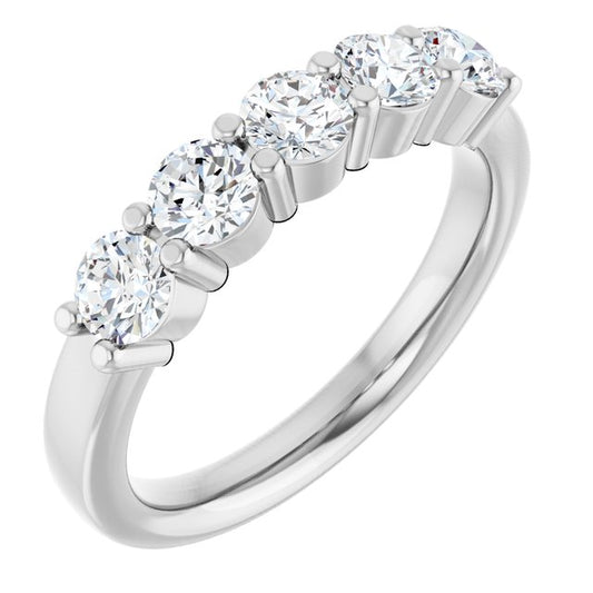 14K Yellow Or White Gold Round Polished Natural Diamond Anniversary Band, Size: 7