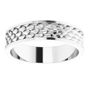 14K Yellow Or White Or Rose Gold Or Sterling Silver Or Platinum 6 mm Scale Patterned Band