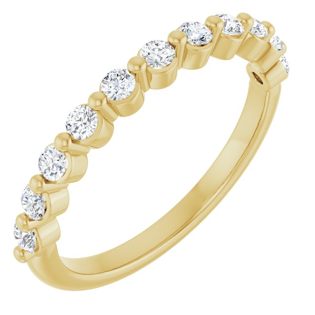 14K Yellow Or White Gold Round Polished Natural Diamond Anniversary Band, Size 7