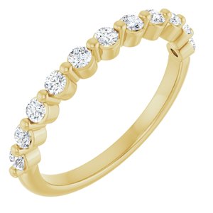 14K Yellow Gold Round 2 Mm Polished 1/3 Ctw Lab-Grown Diamond Anniversary Band Size 7