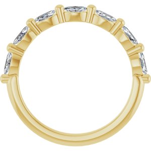 14K Yellow Gold Marquise 4 X 2 Mm Polished 3/8 Ctw Lab-Grown Diamond Anniversary Band Size 7