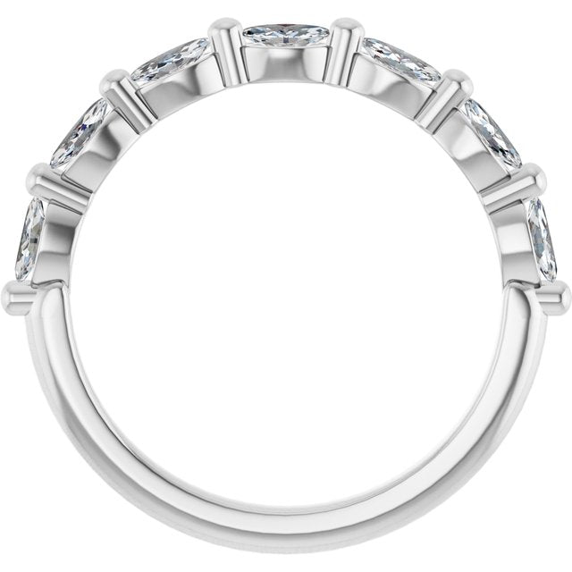 14K Yellow Or White Gold Marquise Polished Natural Diamond Anniversary Band, Size 7