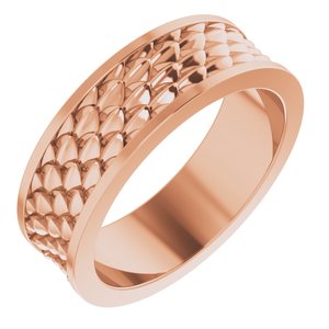 14K Yellow Or White Or Rose Gold Or Sterling Silver Or Platinum 6 mm Scale Patterned Band
