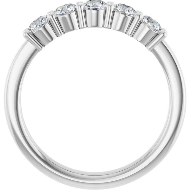14K Yellow Or White Gold Round Polished Lab-Grown Diamond Anniversary Band, Size: 7