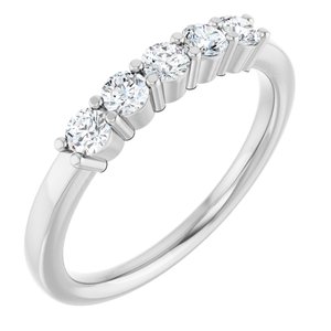 14K White Gold Round 2.75 Mm Polished 1/3 Ctw Lab-Grown Diamond Anniversary Band Size 7