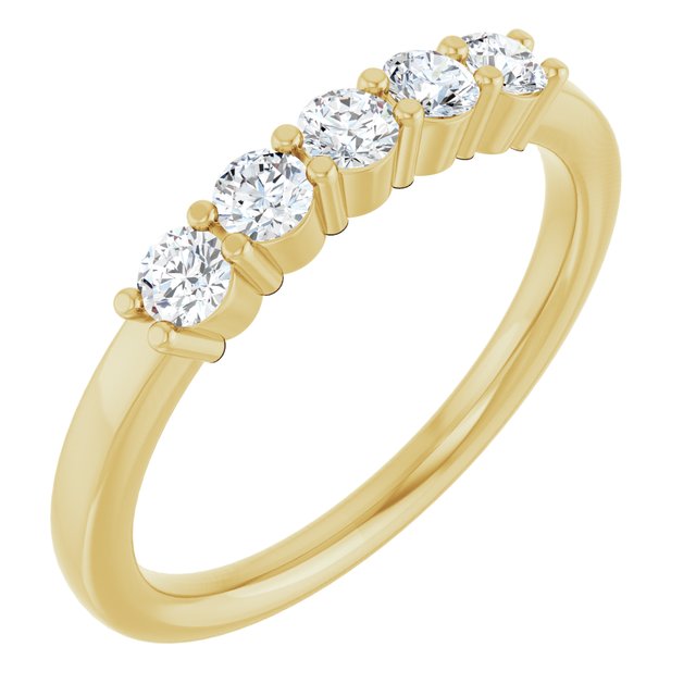 14K Yellow Or White Gold Round Polished Lab-Grown Diamond Anniversary Band, Size: 7