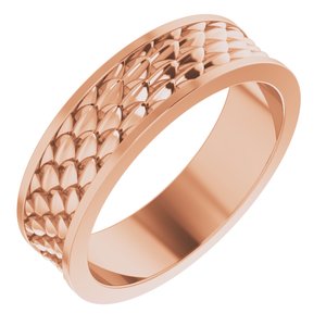 14K Yellow Or White Or Rose Gold Or Sterling Silver Or Platinum 6 mm Scale Patterned Band