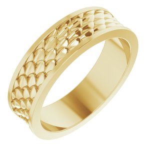 14K Yellow Or White Or Rose Gold Or Sterling Silver Or Platinum 6 mm Scale Patterned Band