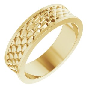 14K Yellow Or White Or Rose Gold Or Sterling Silver Or Platinum 6 mm Scale Patterned Band