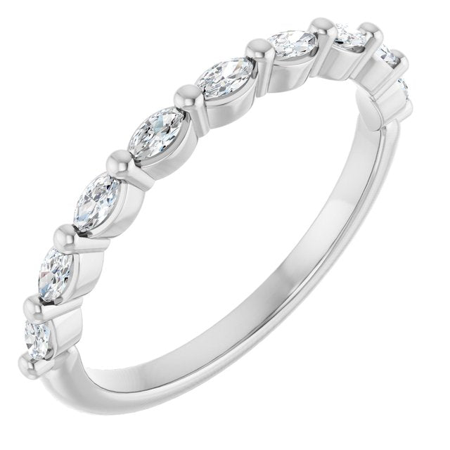 14K Yellow Or White Gold Marquise Polished Natural Diamond Anniversary Band, Size 7