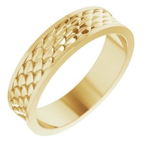 14K Yellow Or White Or Rose Gold Or Sterling Silver Or Platinum 6 mm Scale Patterned Band