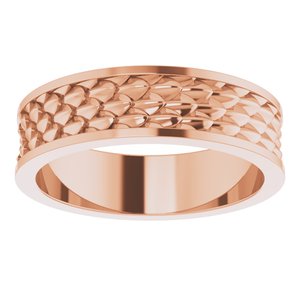 14K Yellow Or White Or Rose Gold Or Sterling Silver Or Platinum 6 mm Scale Patterned Band