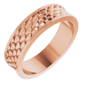 14K Yellow Or White Or Rose Gold Or Sterling Silver Or Platinum 6 mm Scale Patterned Band