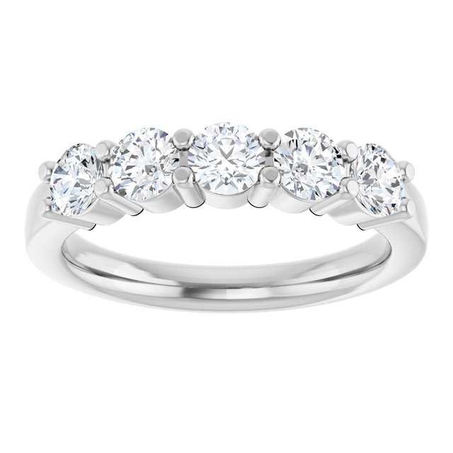 14K Yellow Or White Gold Round Polished Natural Diamond Anniversary Band, Size: 7