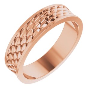 14K Yellow Or White Or Rose Gold Or Sterling Silver Or Platinum 6 mm Scale Patterned Band