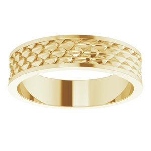 14K Yellow Or White Or Rose Gold Or Sterling Silver Or Platinum 6 mm Scale Patterned Band