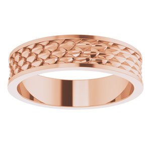 14K Yellow Or White Or Rose Gold Or Sterling Silver Or Platinum 6 mm Scale Patterned Band