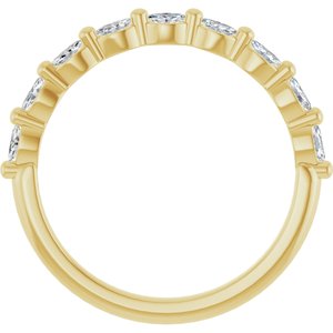 14K Yellow Gold Marquise 3 X 1.5 Mm Polished 1/4 Ctw Lab-Grown Diamond Anniversary Band Size 7