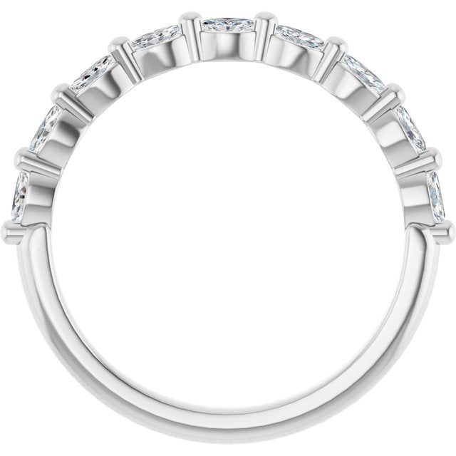 14K Yellow Or White Gold Marquise Polished Natural Diamond Anniversary Band, Size 7