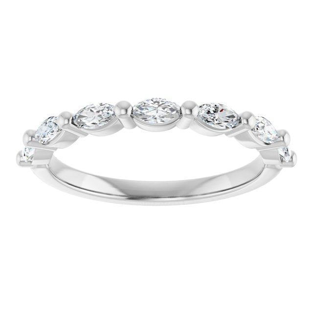 14K Yellow Or White Gold Marquise Polished Natural Diamond Anniversary Band, Size 7