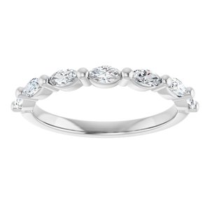 14K White Gold Marquise 4 X 2 Mm Polished 3/8 Ctw Lab-Grown Diamond Anniversary Band Size 7
