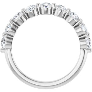 14K White Gold Round 3 Mm Polished 9/10 Ctw Lab-Grown Diamond Anniversary Band Size 7