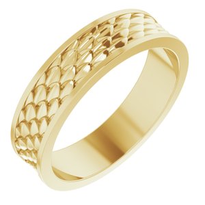 14K Yellow Or White Or Rose Gold Or Sterling Silver Or Platinum 6 mm Scale Patterned Band