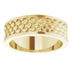 14K Yellow Or White Or Rose Gold Or Sterling Silver Or Platinum 6 mm Scale Patterned Band