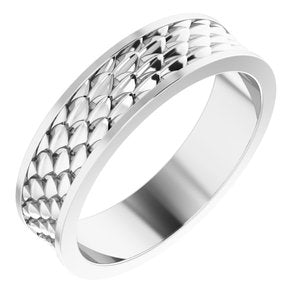 14K Yellow Or White Or Rose Gold Or Sterling Silver Or Platinum 6 mm Scale Patterned Band